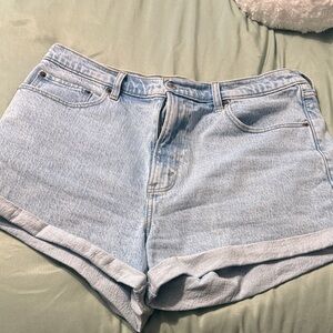 Abercrombie & Fitch Light Wash Rolled-Hem Denim Shorts